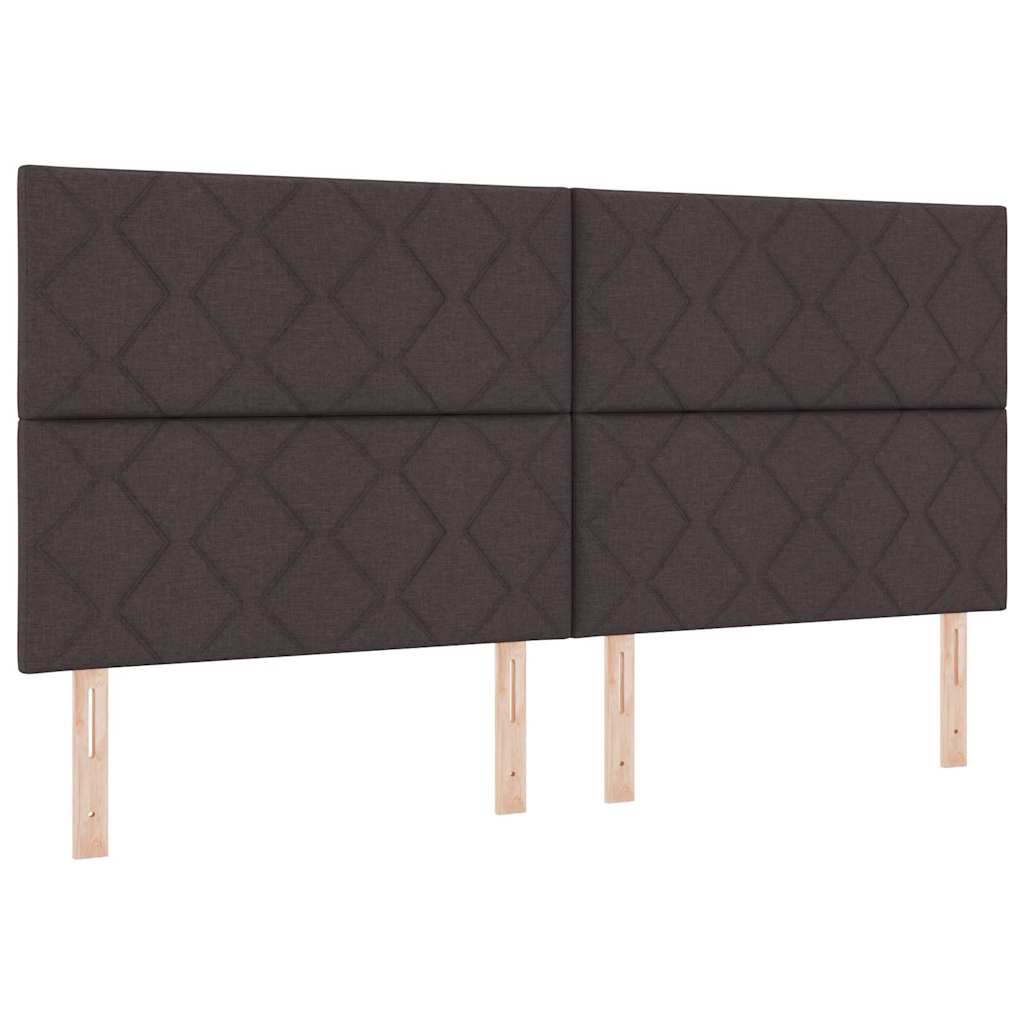 Cadre de lit avec tête de lit Marron foncé 200 x 200 cm tissu - XIOS