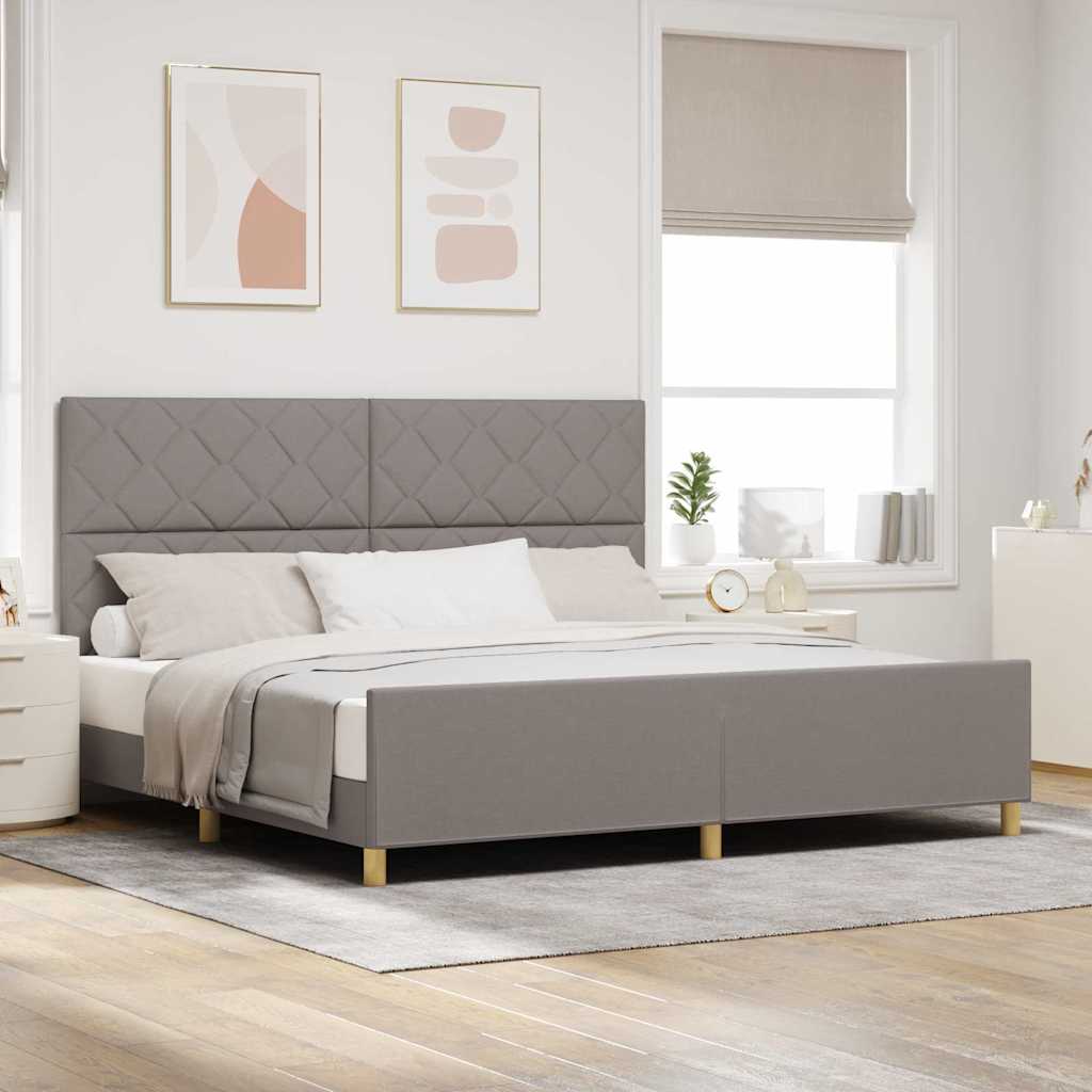 Cadre de lit avec tête de lit Taupe 200 x 200 cm tissu