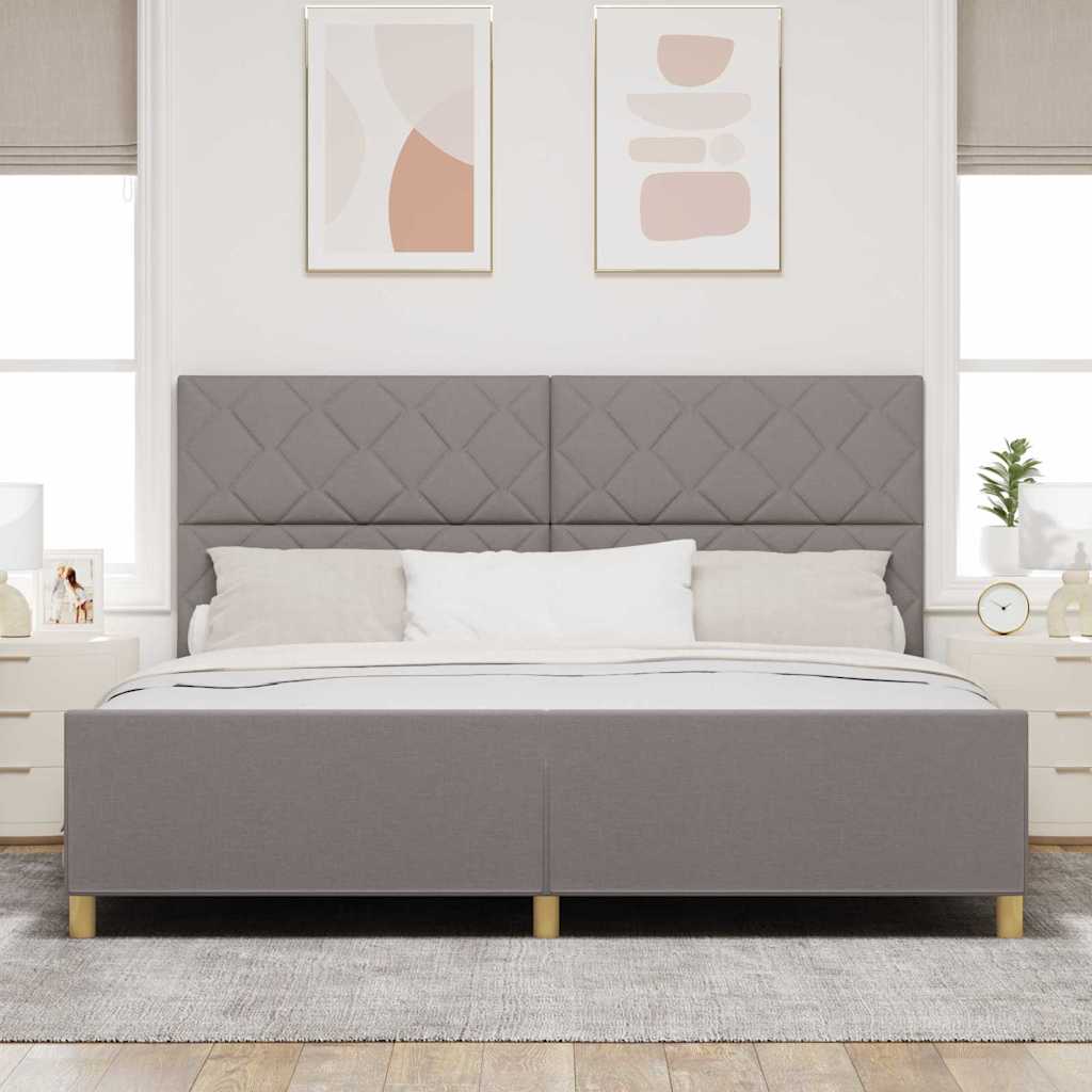Cadre de lit avec tête de lit Taupe 200 x 200 cm tissu