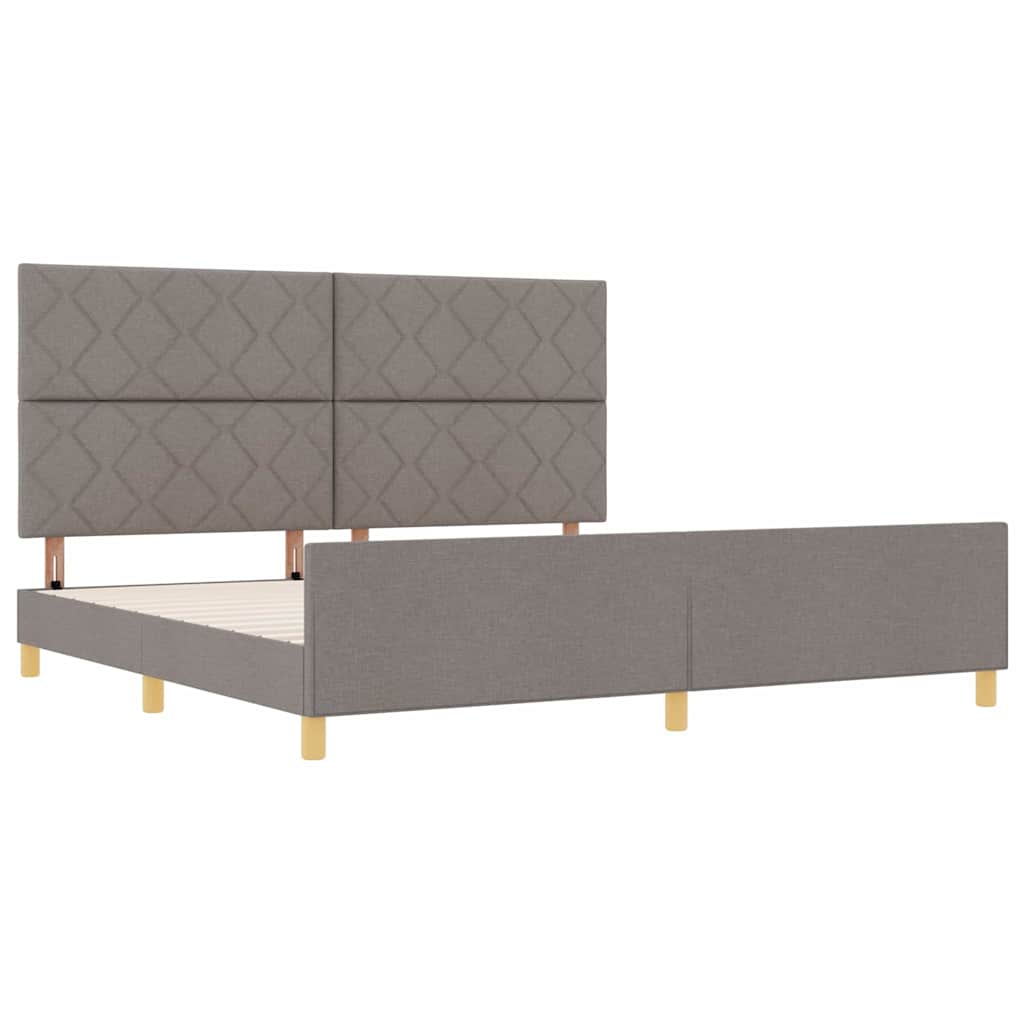 Cadre de lit avec tête de lit Taupe 200 x 200 cm tissu