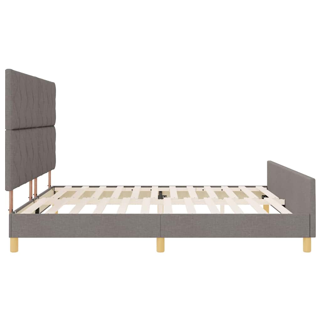 Cadre de lit avec tête de lit Taupe 200 x 200 cm tissu