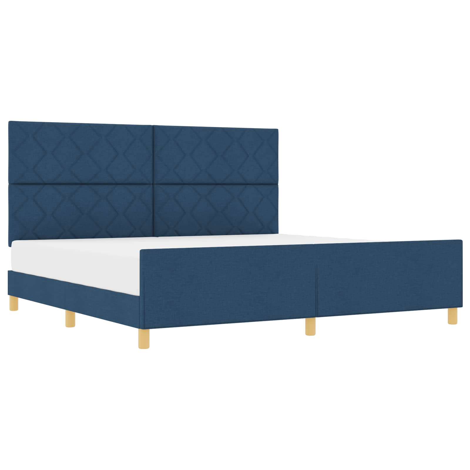 Cadre de lit avec tête de lit Bleu 200 x 200 cm tissu - XIOS