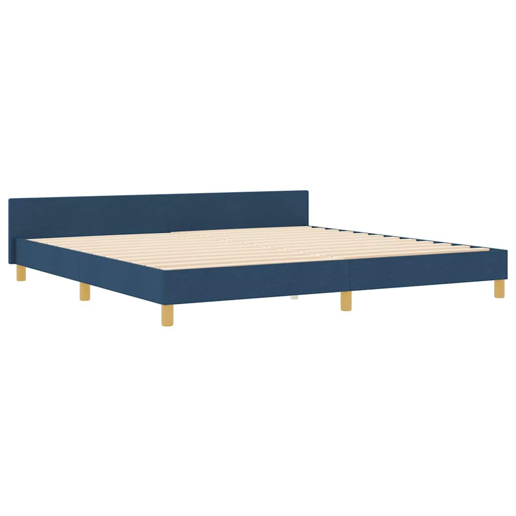 Cadre de lit avec tête de lit Bleu 200 x 200 cm tissu - XIOS
