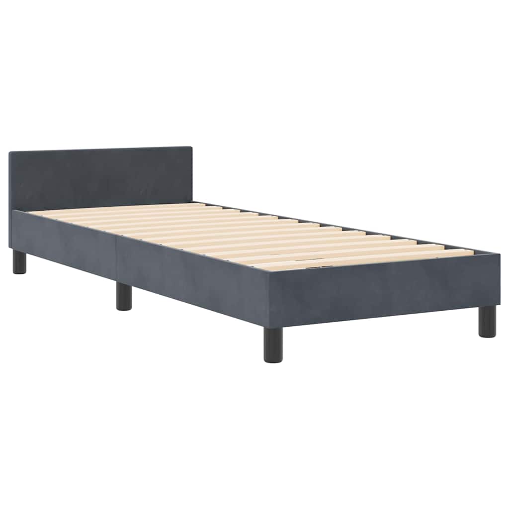Cadre de lit avec tête de lit Gris foncé 80 x 200 cm Velours - XIOS