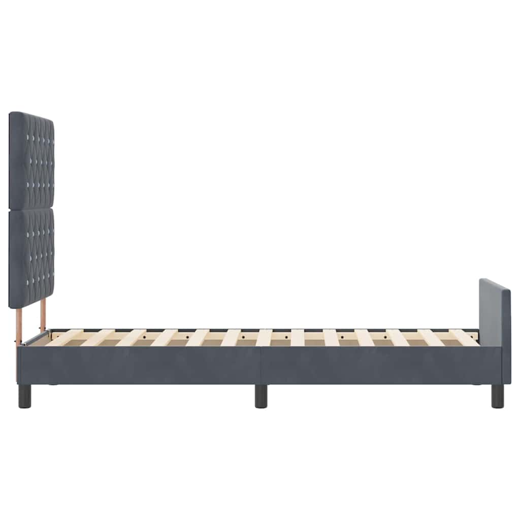 Cadre de lit avec tête de lit Gris foncé 80 x 200 cm Velours - XIOS
