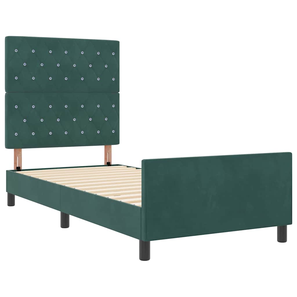 Cadre de lit avec tête de lit Vert foncé 100 x 200 cm Velours - XIOS