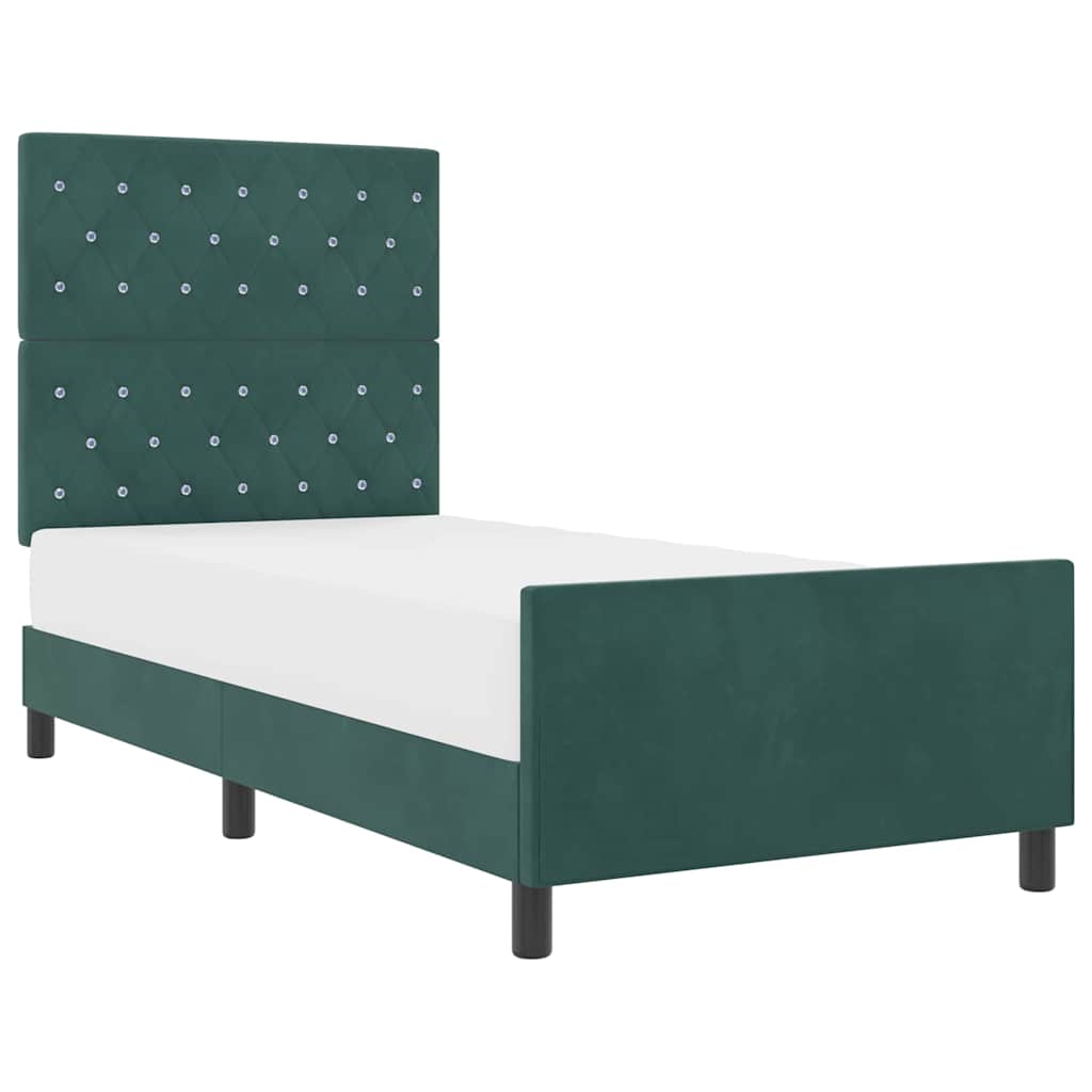Cadre de lit avec tête de lit Vert foncé 100 x 200 cm Velours - XIOS