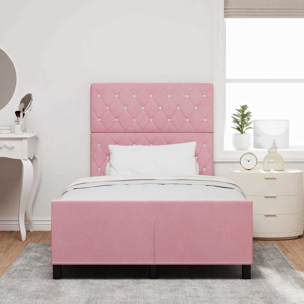 Lit à ressorts avec tête de lit Rose 120 x 200 cm Velours - XIOS