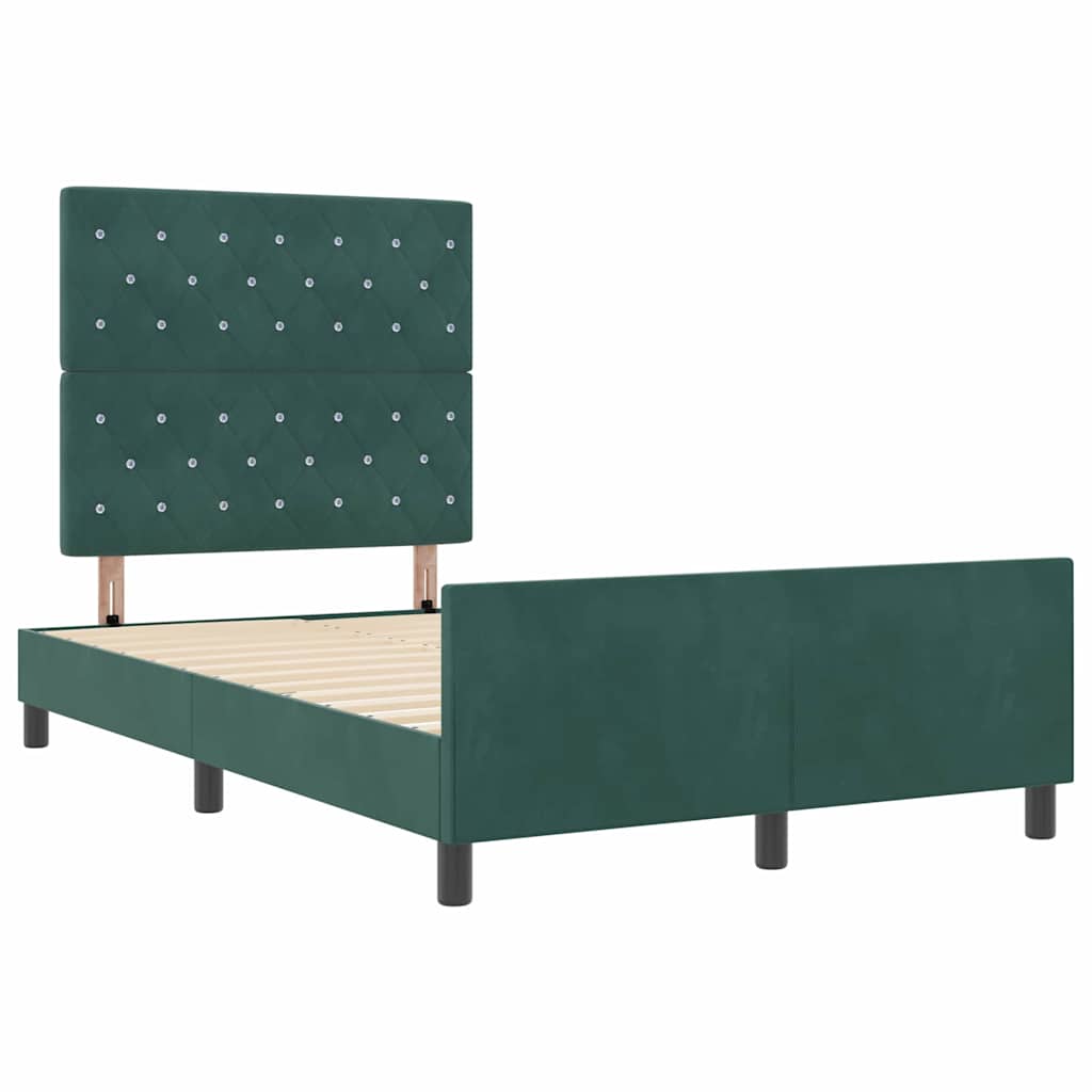 Cadre de lit avec tête de lit Vert foncé 120 x 200 cm Velours - XIOS