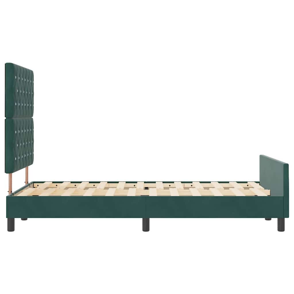 Cadre de lit avec tête de lit Vert foncé 120 x 200 cm Velours - XIOS