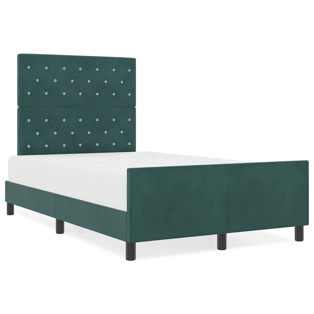Cadre de lit avec tête de lit Vert foncé 120 x 200 cm Velours - XIOS