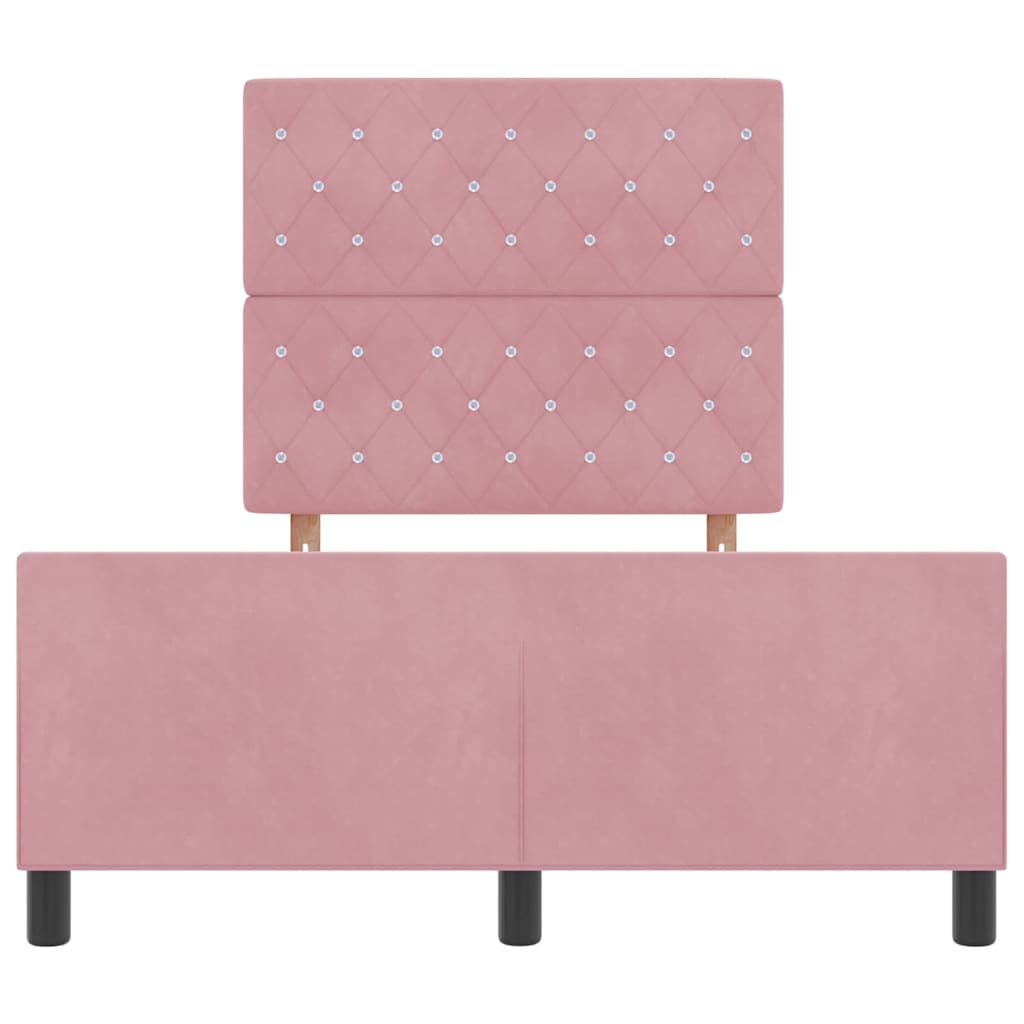 Lit à ressorts avec tête de lit Rose 120 x 200 cm Velours - XIOS