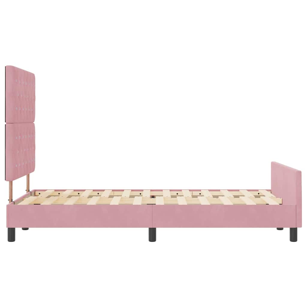 Lit à ressorts avec tête de lit Rose 120 x 200 cm Velours - XIOS