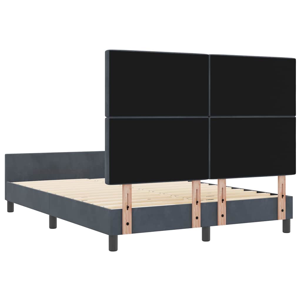 Lit à ressorts avec tête de lit Gris foncé 140 x 190 cm Velours