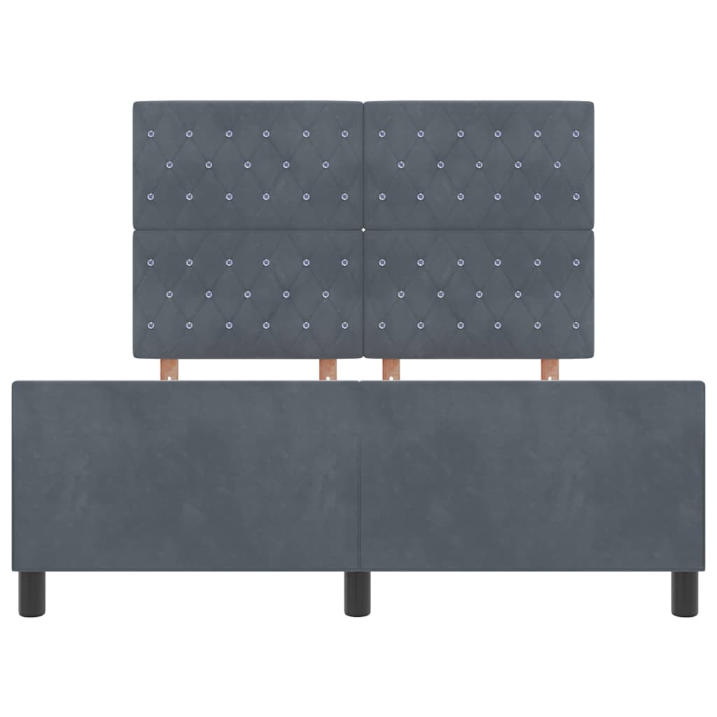 Lit à ressorts avec tête de lit Gris foncé 140 x 190 cm Velours