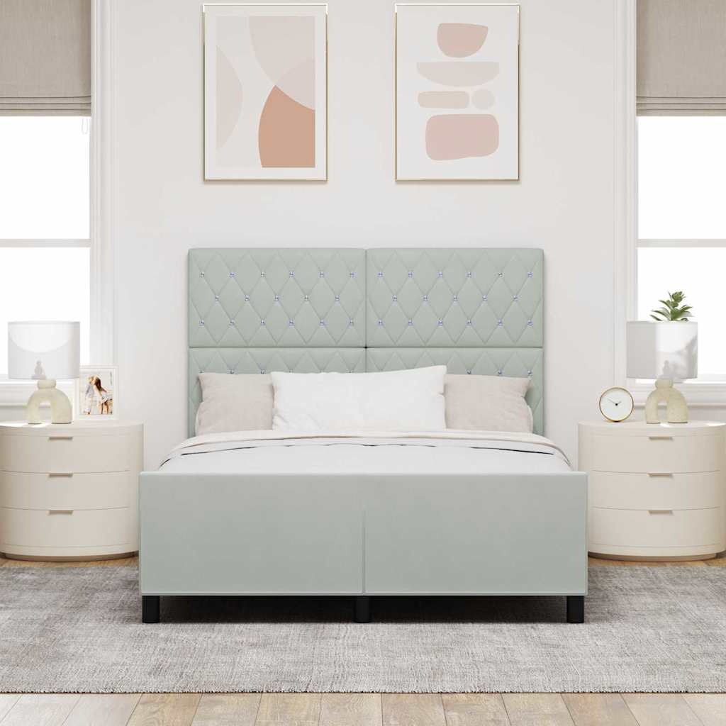 Lit à ressorts avec tête de lit Gris clair 140 x 200 cm Velours