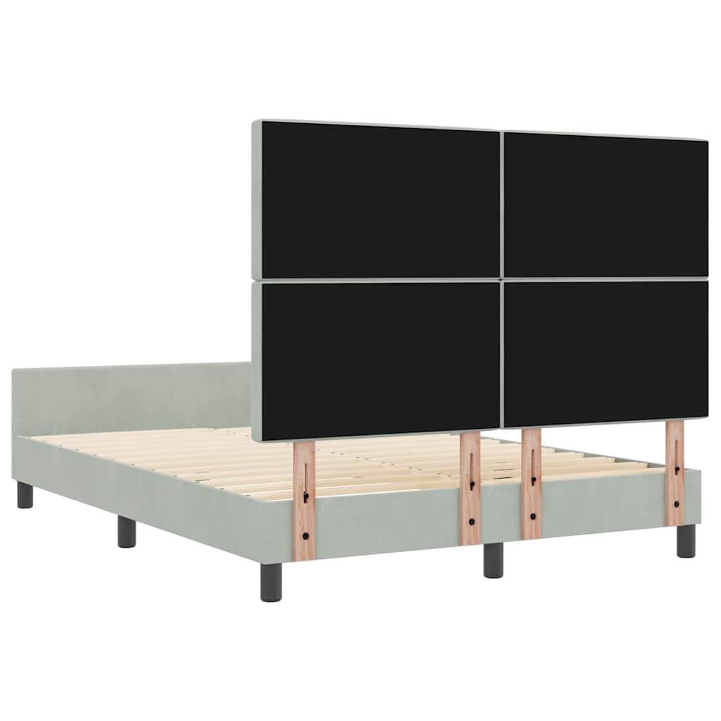 Lit à ressorts avec tête de lit Gris clair 140 x 200 cm Velours