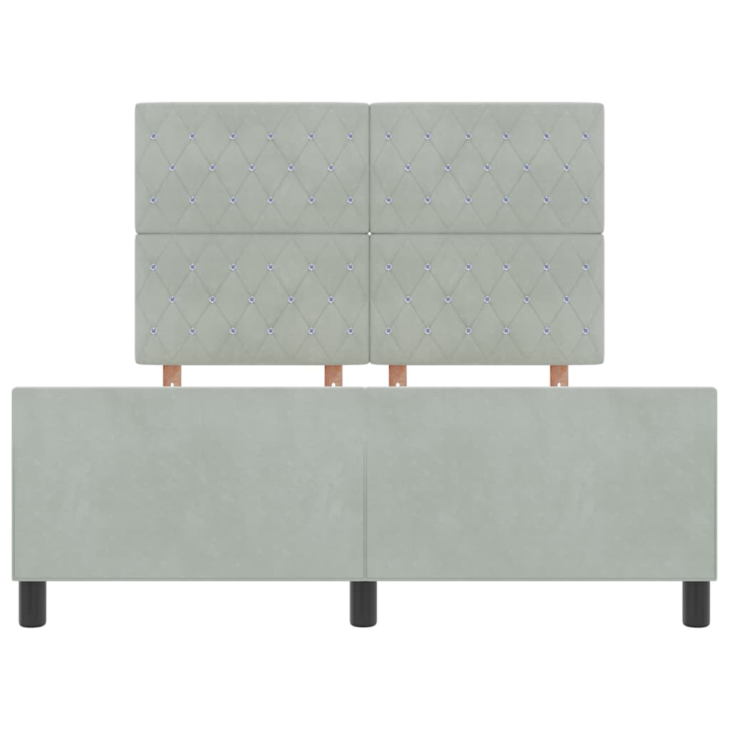 Lit à ressorts avec tête de lit Gris clair 140 x 200 cm Velours