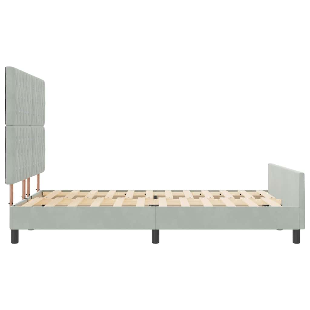 Lit à ressorts avec tête de lit Gris clair 140 x 200 cm Velours