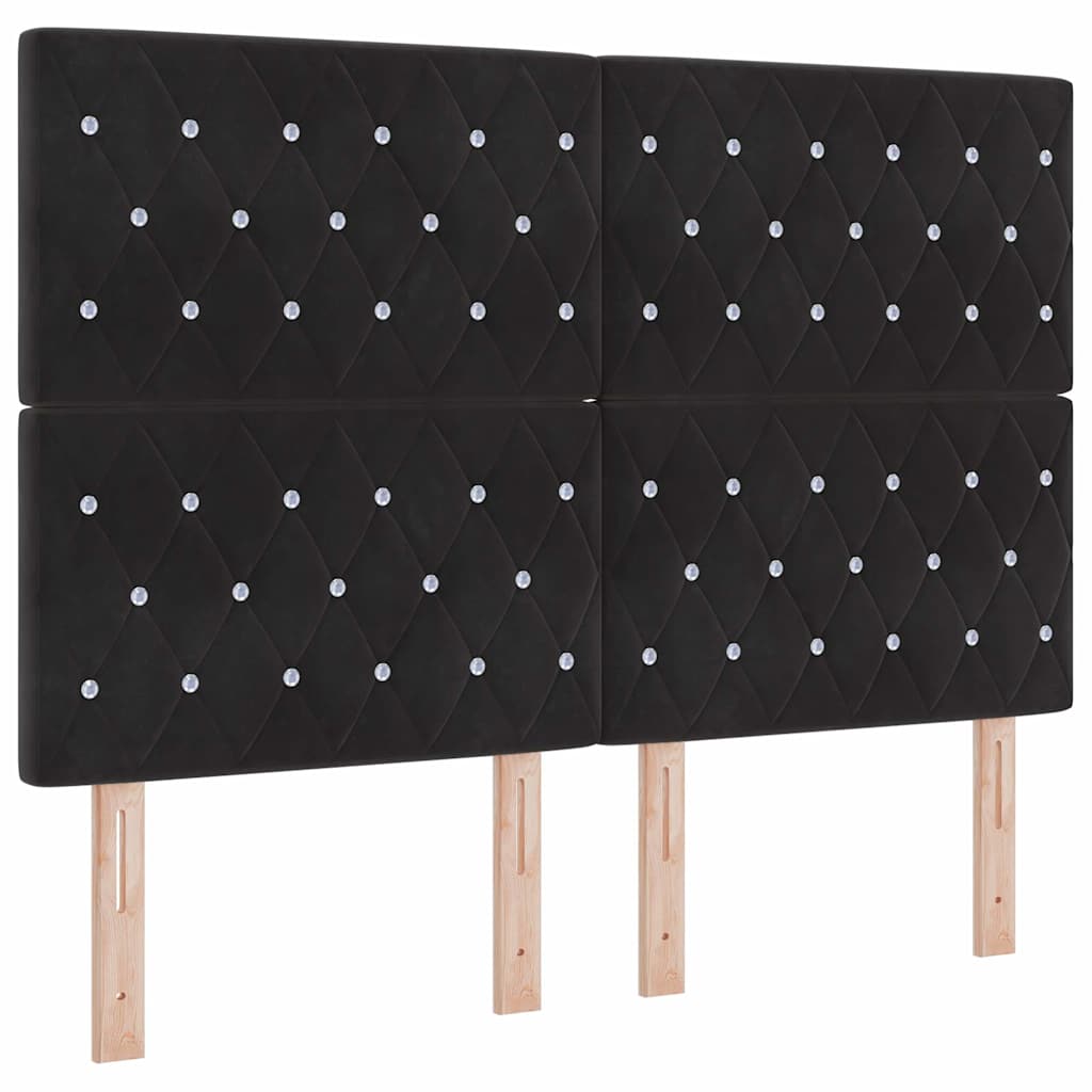Lit à ressorts avec tête de lit Noir 140 x 200 cm Velours