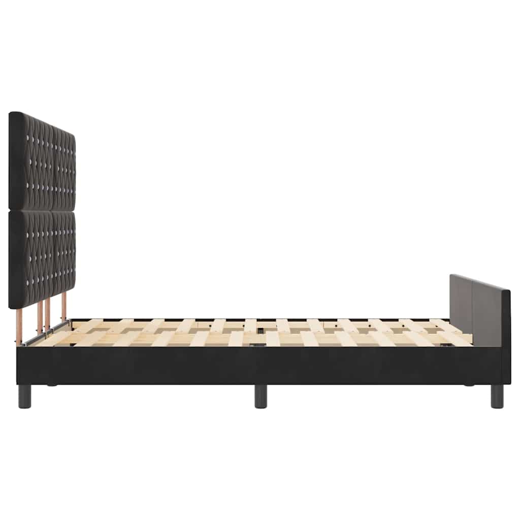 Lit à ressorts avec tête de lit Noir 140 x 200 cm Velours