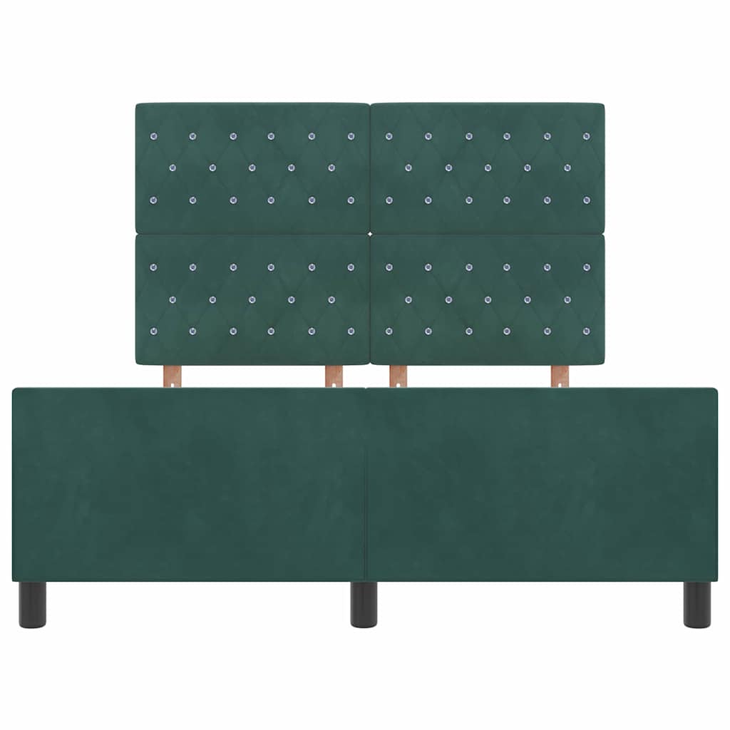 Cadre de lit avec tête de lit Vert foncé 140 x 200 cm Velours - XIOS