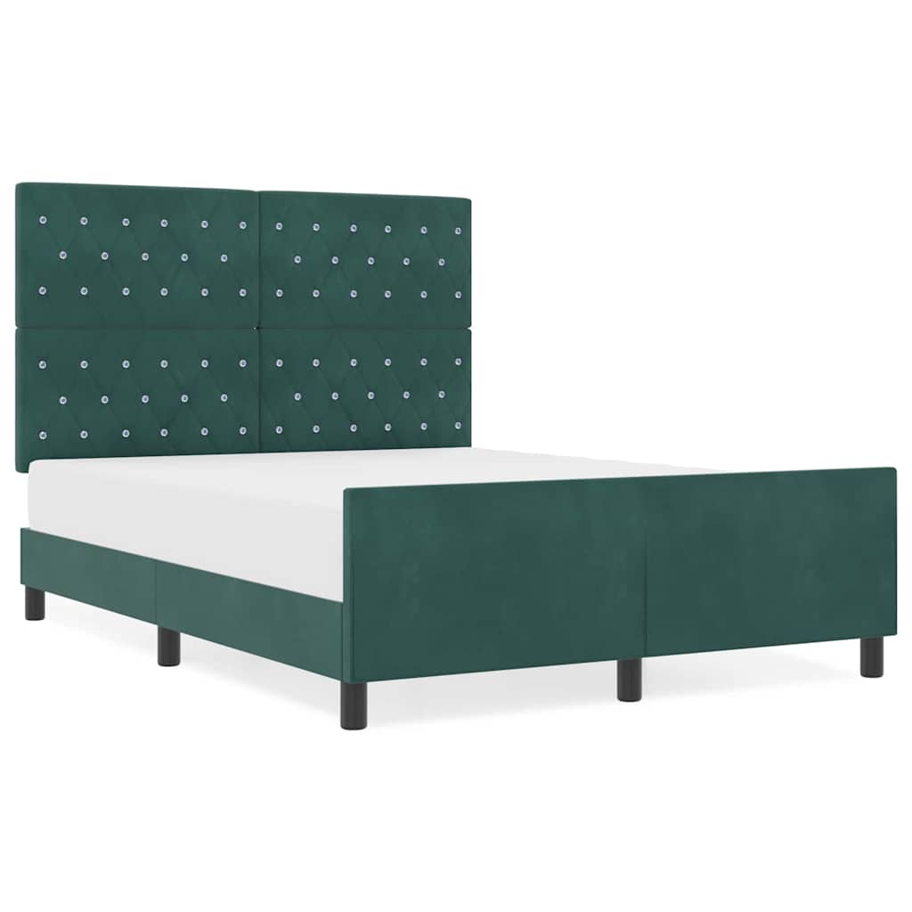 Cadre de lit avec tête de lit Vert foncé 140 x 200 cm Velours - XIOS