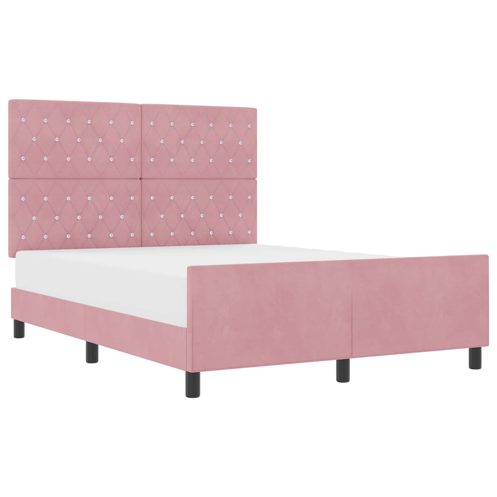 Lit à ressorts avec tête de lit Rose 140 x 200 cm Velours