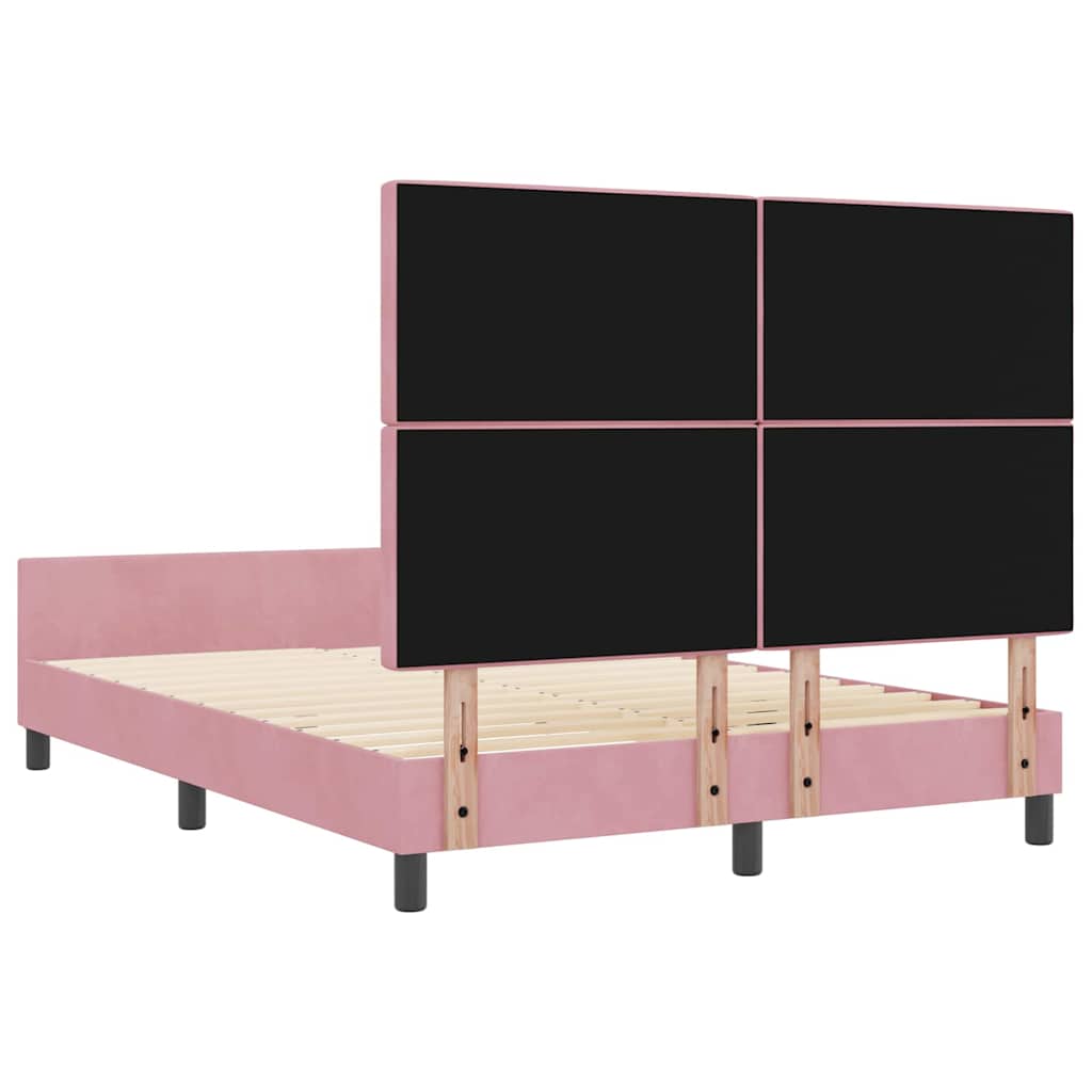Lit à ressorts avec tête de lit Rose 140 x 200 cm Velours