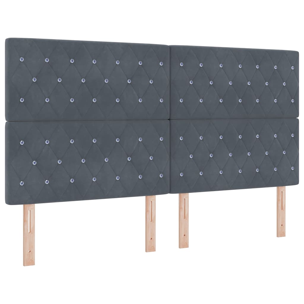 Lit à ressorts avec tête de lit Gris foncé 180 x 200 cm Velours