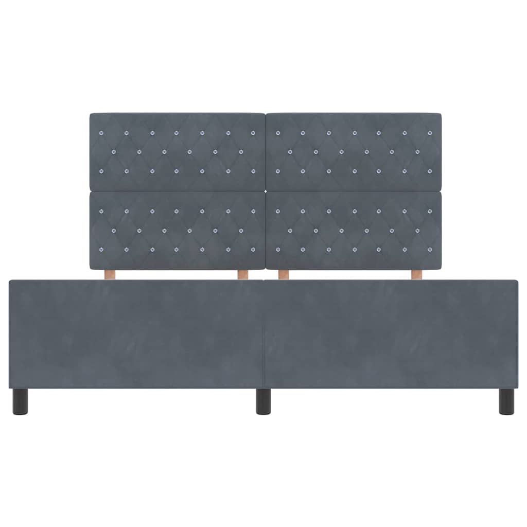 Lit à ressorts avec tête de lit Gris foncé 180 x 200 cm Velours