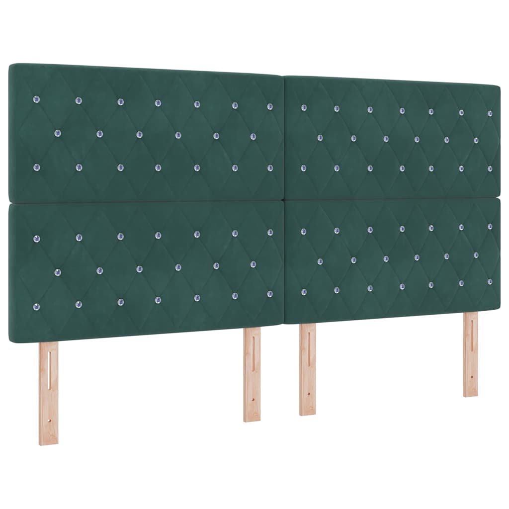 Lit à ressorts avec tête de lit Vert foncé 180 x 200 cm Velours