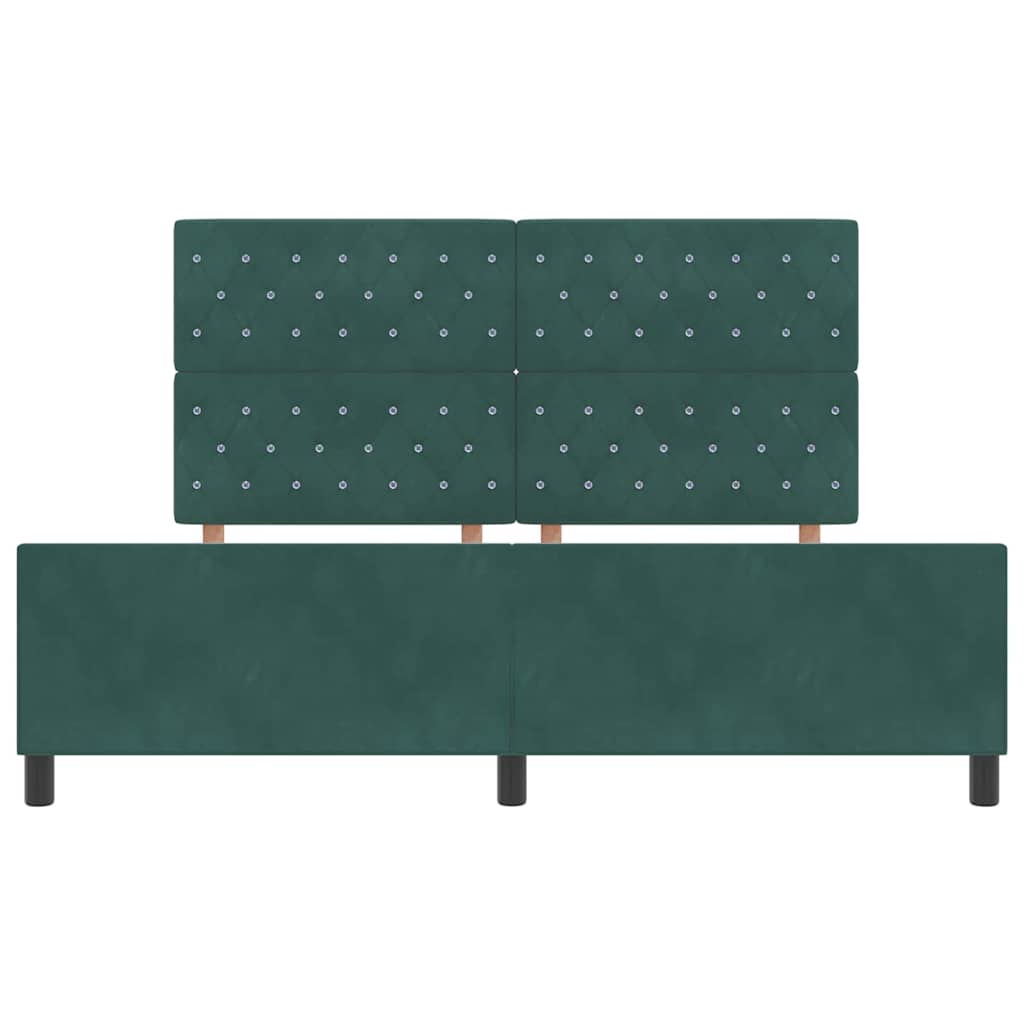 Lit à ressorts avec tête de lit Vert foncé 180 x 200 cm Velours