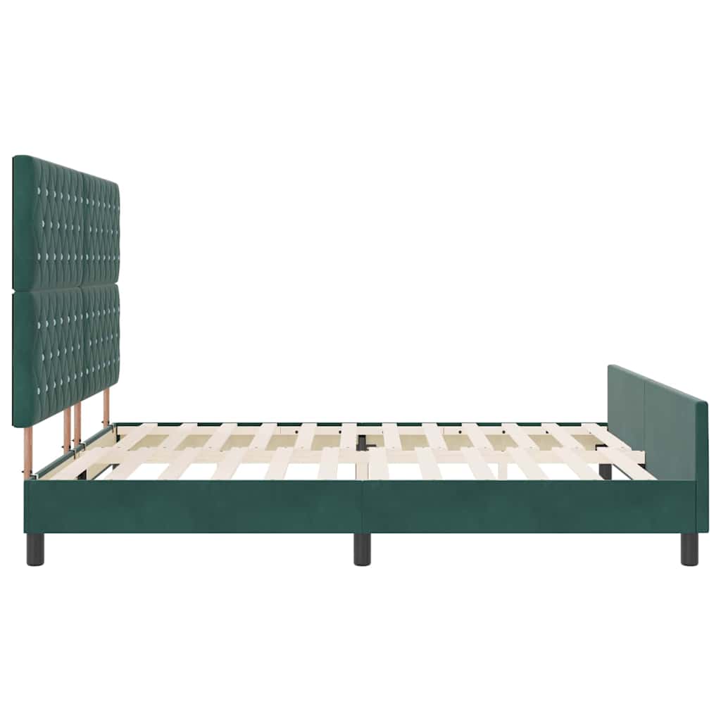 Lit à ressorts avec tête de lit Vert foncé 180 x 200 cm Velours