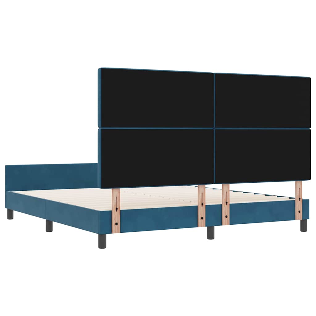 Lit à ressorts avec tête de lit Bleu foncé 180 x 200 cm Velours