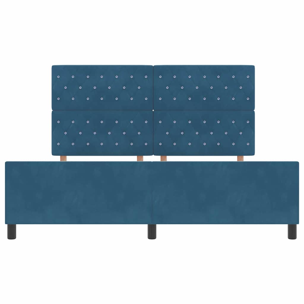 Lit à ressorts avec tête de lit Bleu foncé 180 x 200 cm Velours
