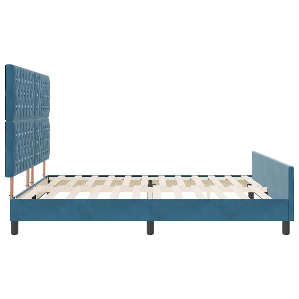 Lit à ressorts avec tête de lit Bleu foncé 180 x 200 cm Velours