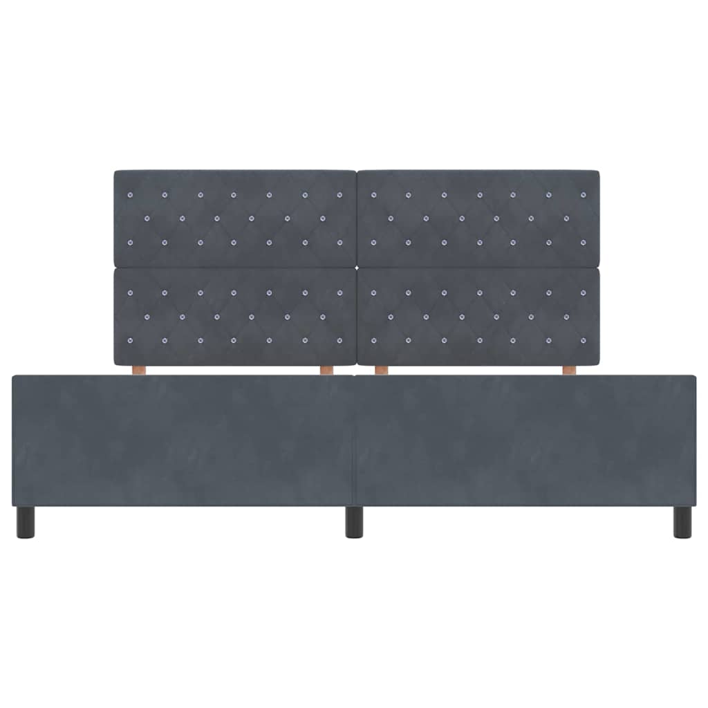 Lit à ressorts avec tête de lit Gris foncé 200 x 200 cm Velours