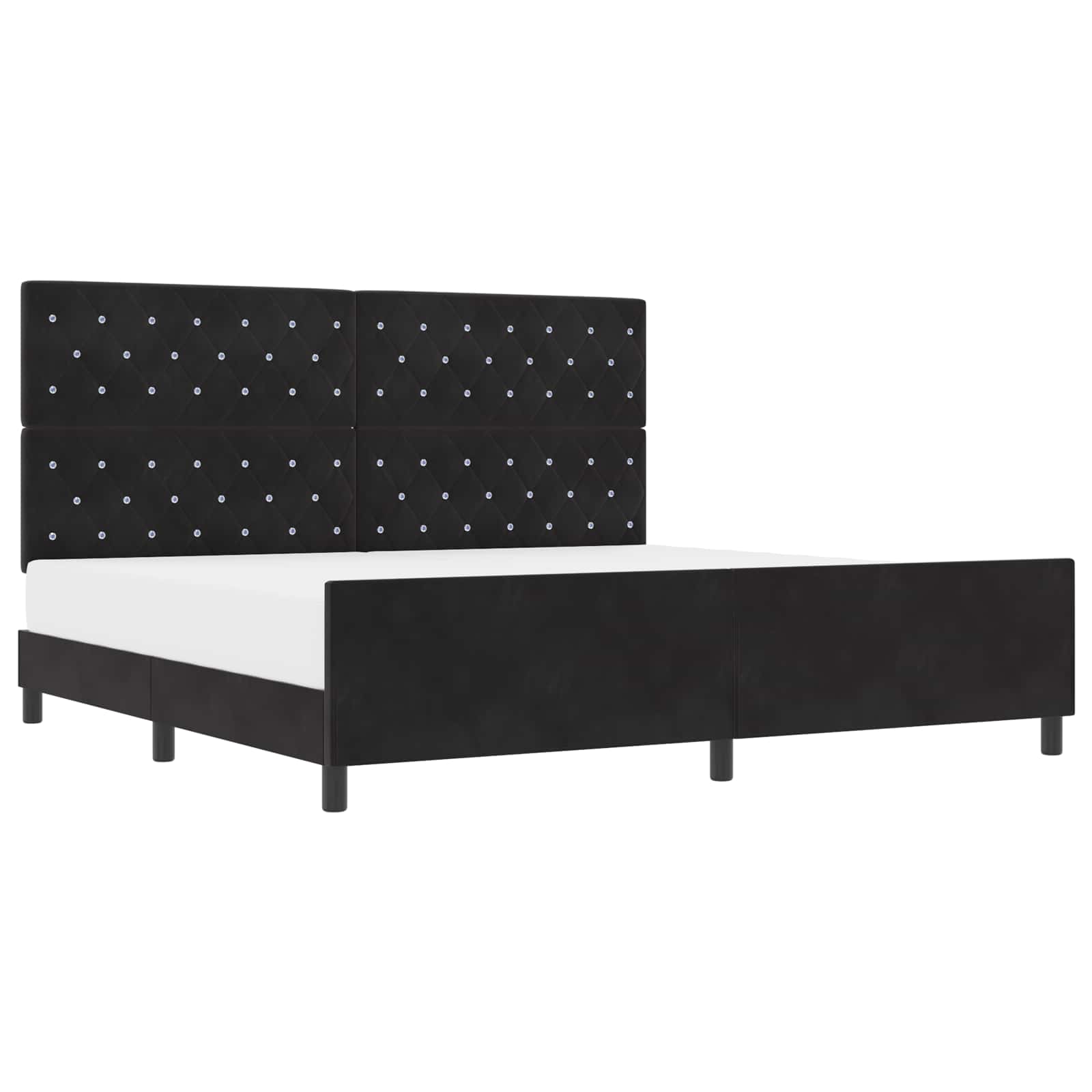 Lit à ressorts avec tête de lit Noir 200 x 200 cm Velours