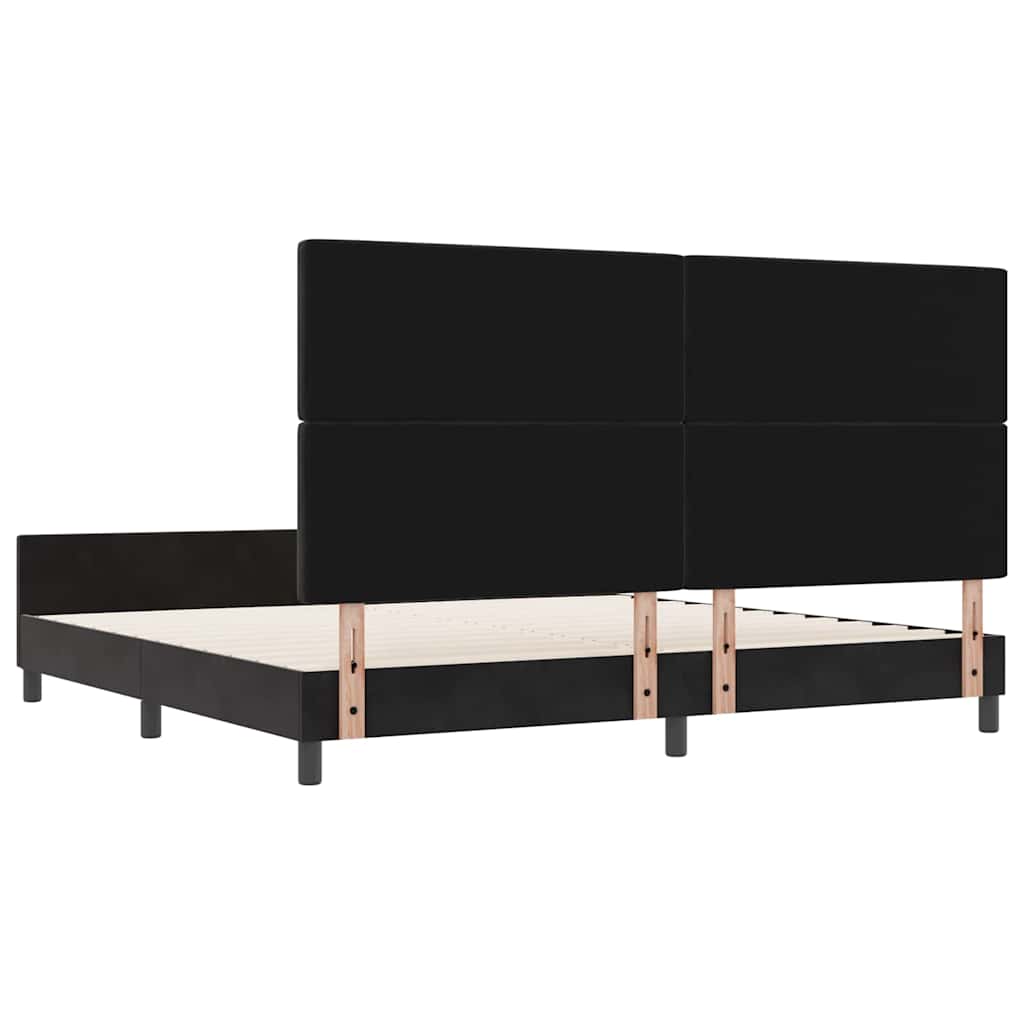 Lit à ressorts avec tête de lit Noir 200 x 200 cm Velours