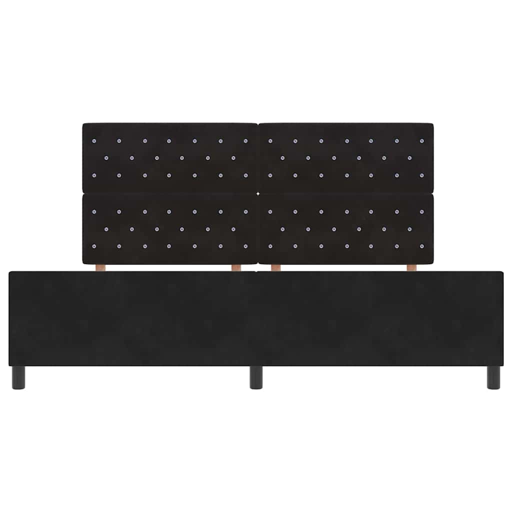 Lit à ressorts avec tête de lit Noir 200 x 200 cm Velours