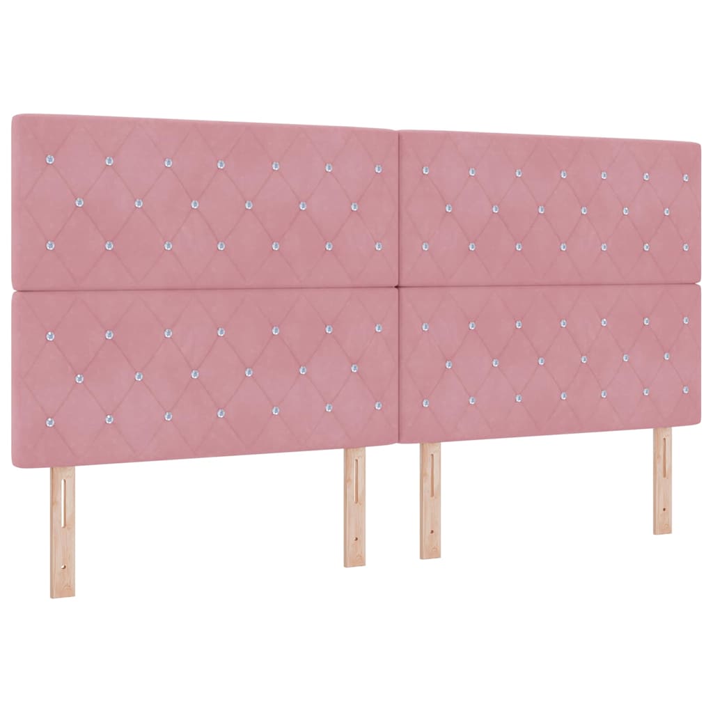 Lit à ressorts avec tête de lit Rose 200 x 200 cm Velours