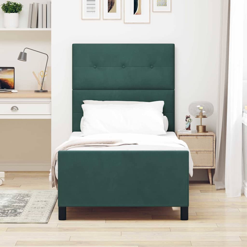 Lit à ressorts avec tête de lit Vert foncé 80 x 200 cm Velours - XIOS