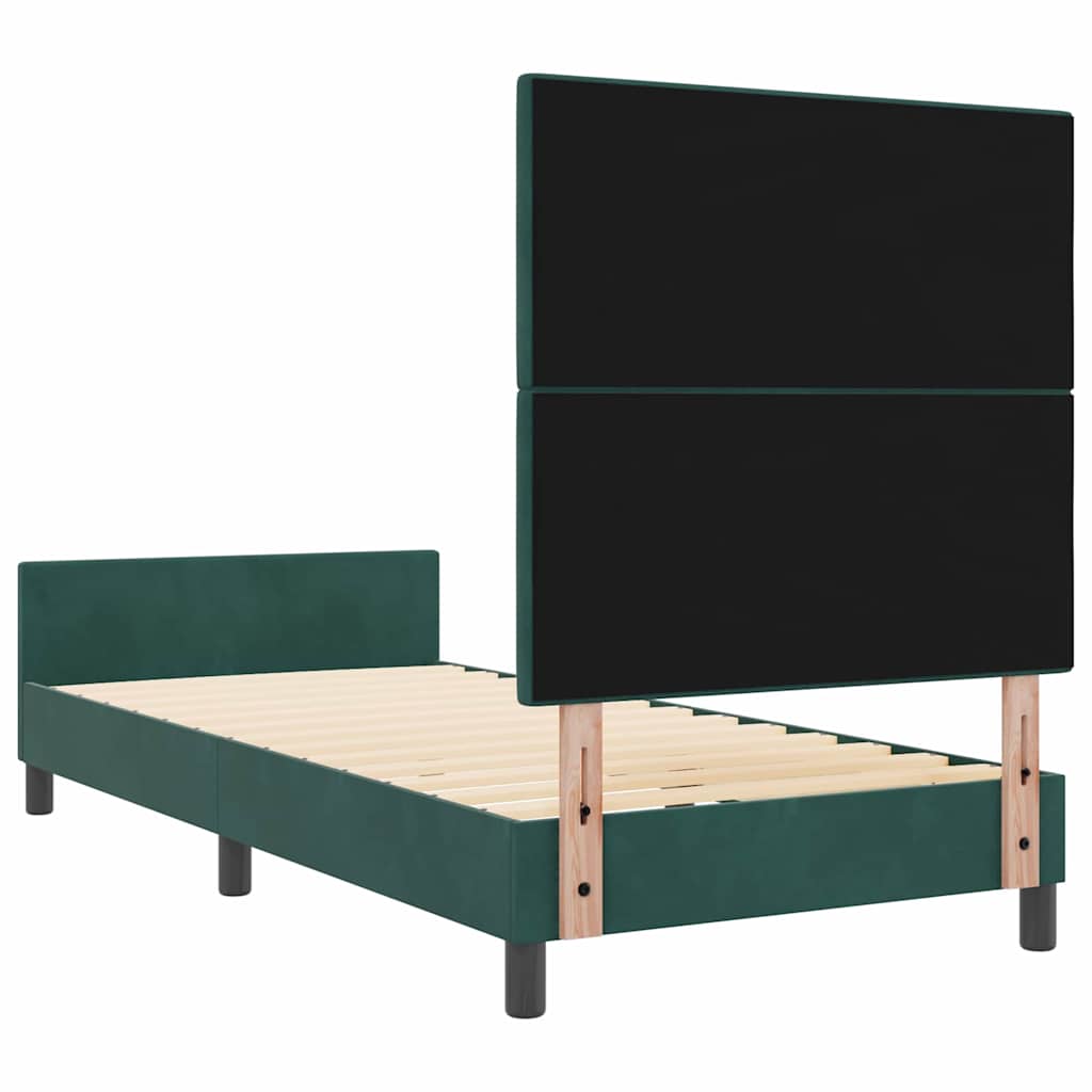 Lit à ressorts avec tête de lit Vert foncé 80 x 200 cm Velours - XIOS