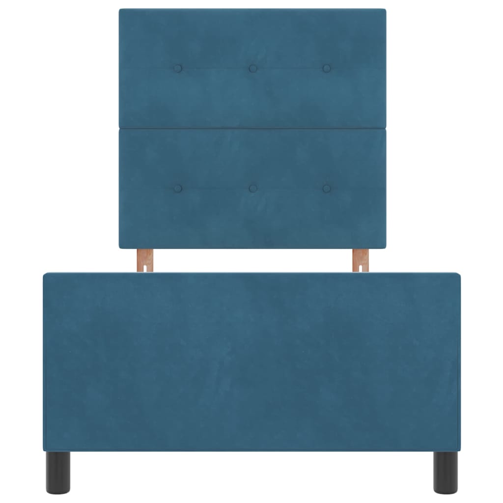 Lit à ressorts avec tête de lit Bleu foncé 80 x 200 cm Velours - XIOS