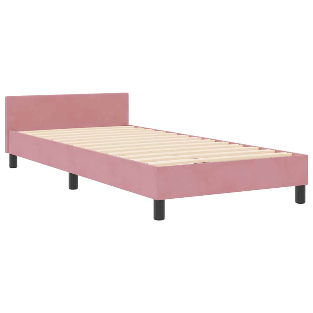 Lit à ressorts avec tête de lit Rose 80 x 200 cm Velours - XIOS