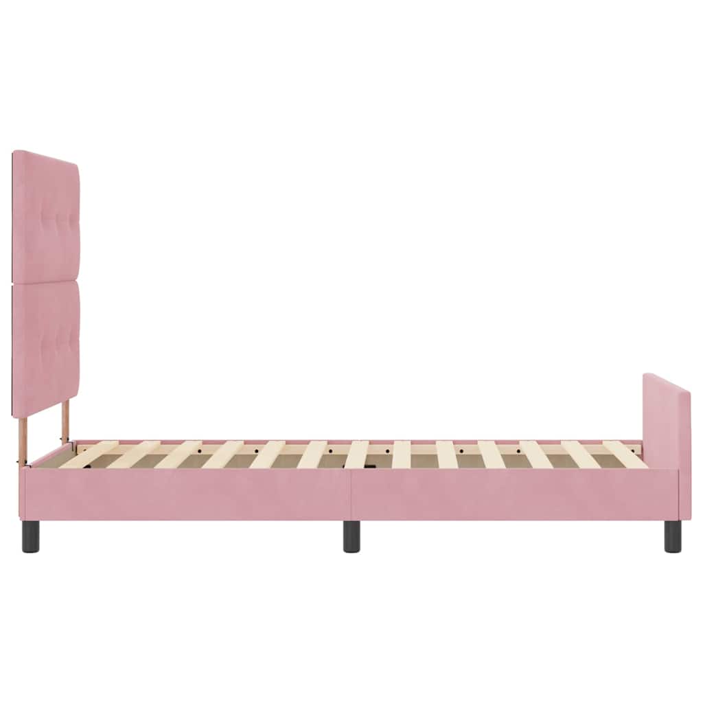 Lit à ressorts avec tête de lit Rose 80 x 200 cm Velours - XIOS