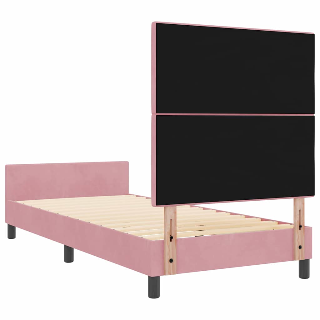 Lit à ressorts avec tête de lit Rose 90 x 200 cm Velours - XIOS