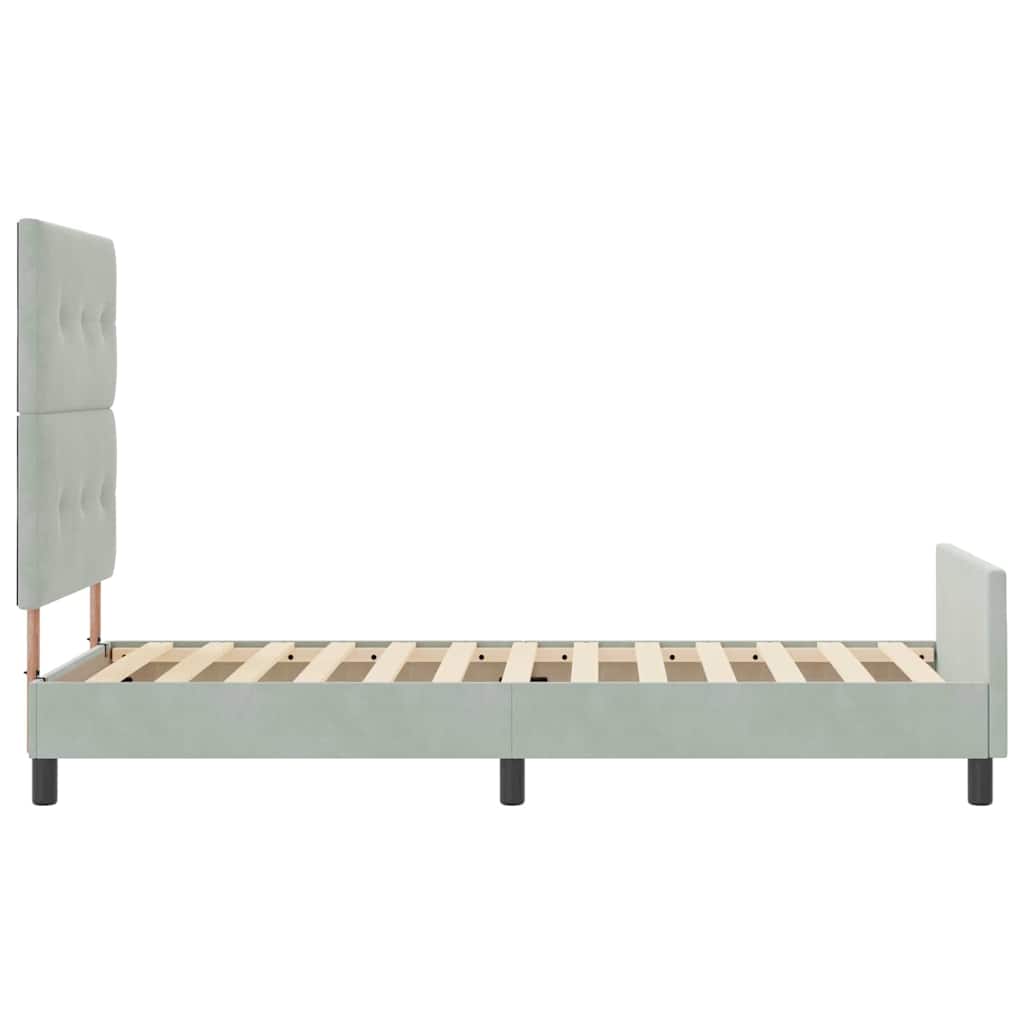 Lit à ressorts avec tête de lit Gris clair 100 x 200 cm Velours - XIOS