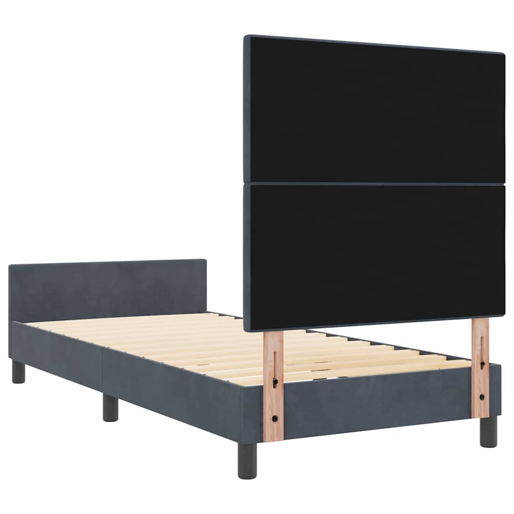 Lit à ressorts avec tête de lit Gris foncé 100 x 200 cm Velours - XIOS